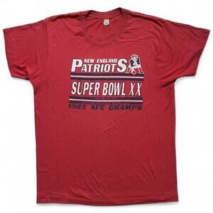 Vintage 80s New England Patriots Shirt Red L NFL Football Super Bowl 20 x 28